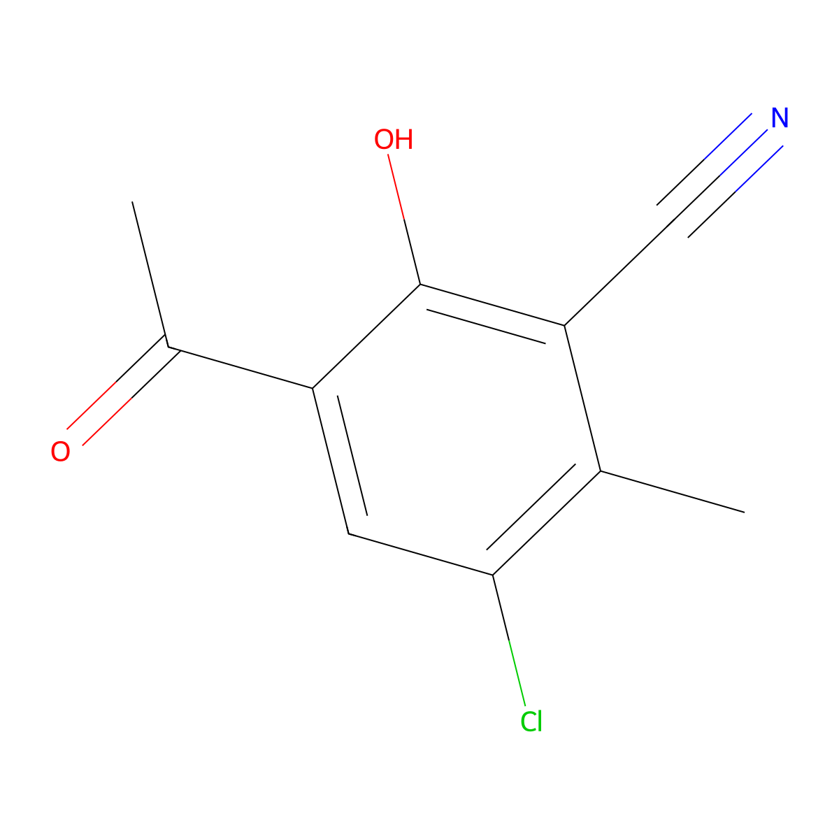 3-Acetyl-5-chloro-2-hydroxy-6-methylbenzonitrile molecular structure, CAS 1312686-22-8