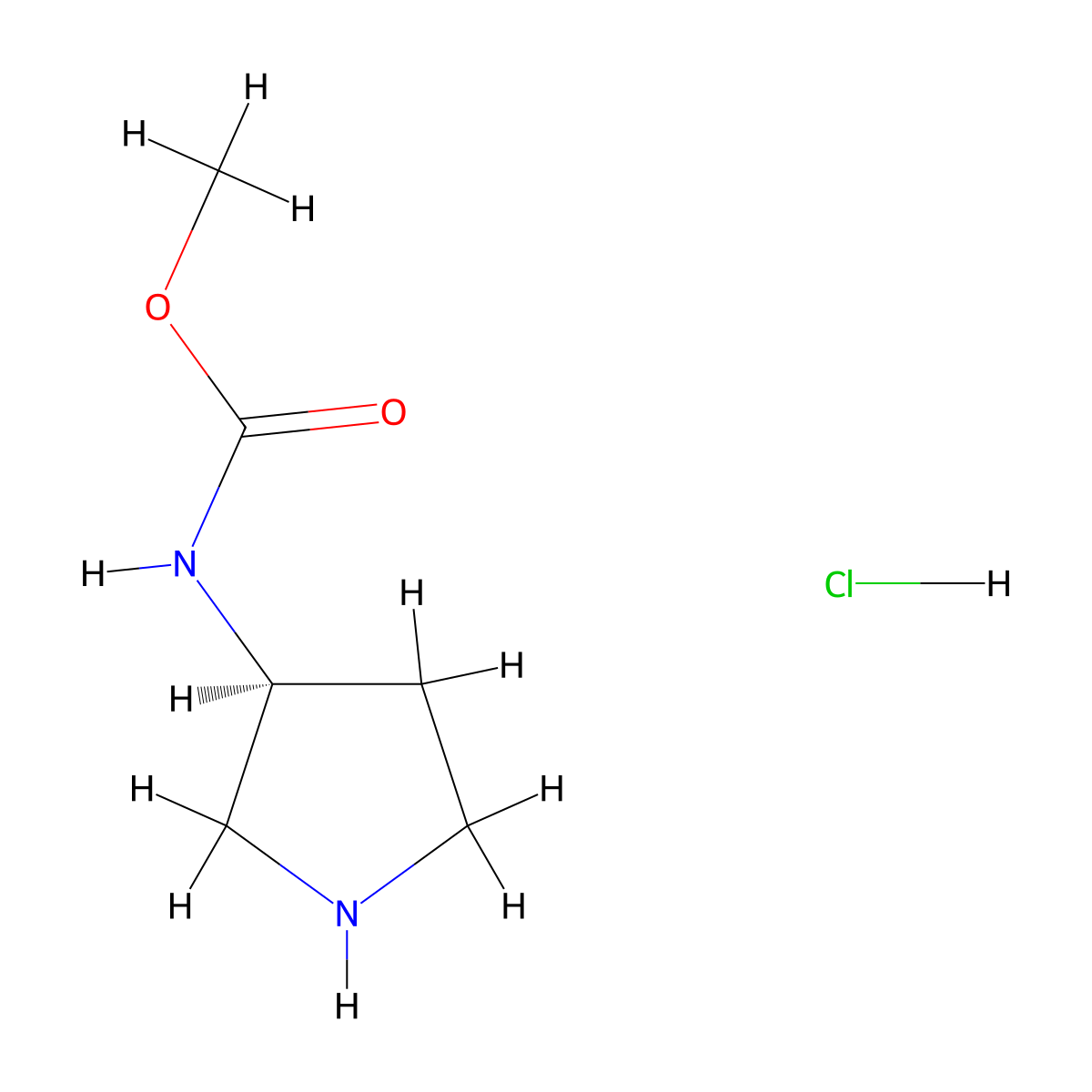 Methyl N-[(3S)-pyrrolidin-3-yl]carbamate hydrochloride molecular structure, CAS 1312686-80-8