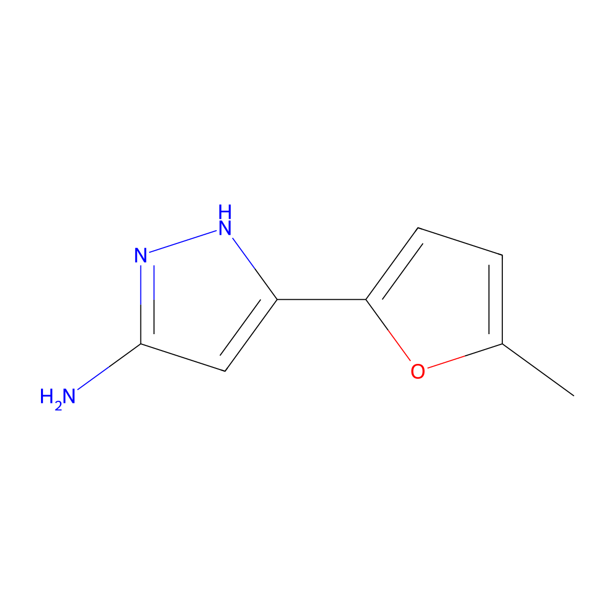3-(5-methylfuran-2-yl)-1H-pyrazol-5-amine molecular structure, CAS 1312689-57-8