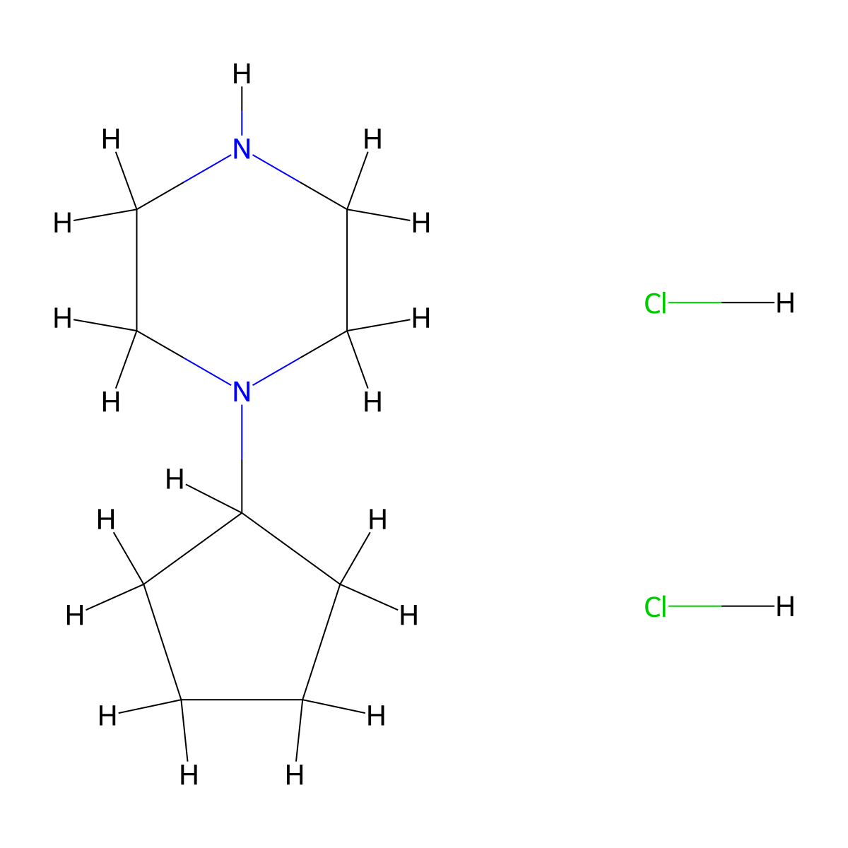 1-Cyclopentylpiperazine dihydrochloride molecular structure, CAS 131269-35-7