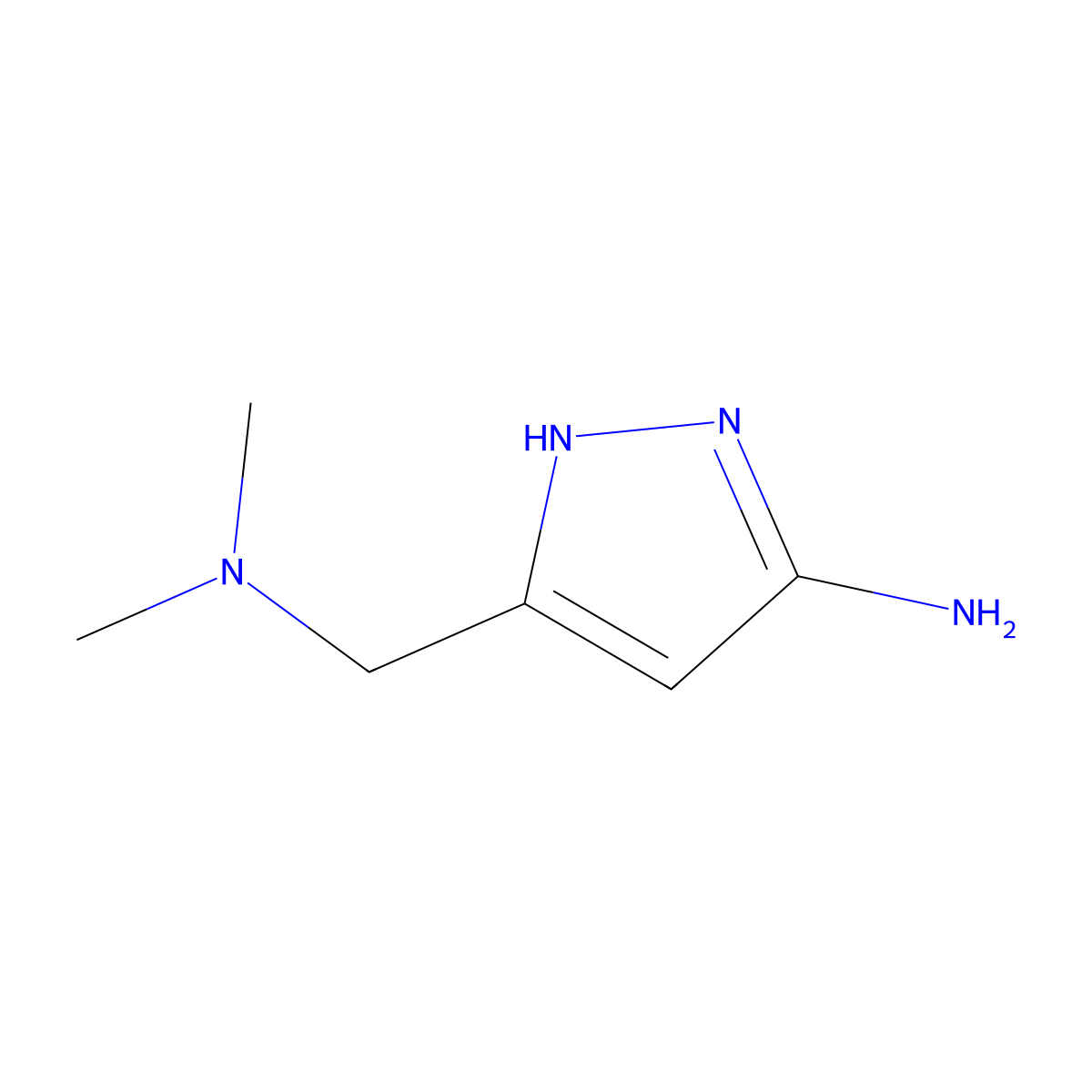 5-[(dimethylamino)methyl]-1H-pyrazol-3-amine molecular structure, CAS 1312694-68-0