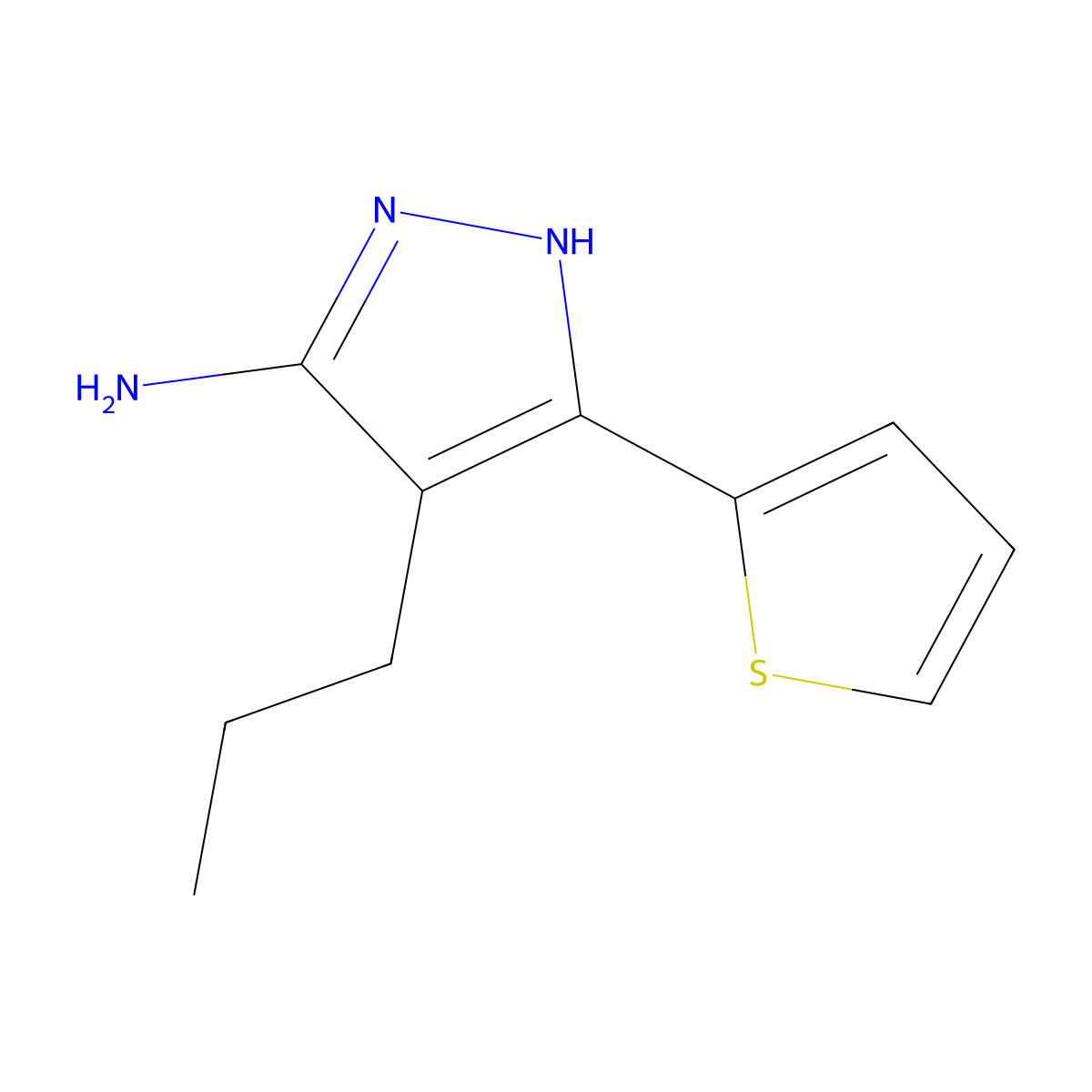 4-Propyl-3-(thiophen-2-YL)-1H-pyrazol-5-amine molecular structure, CAS 1312695-36-5
