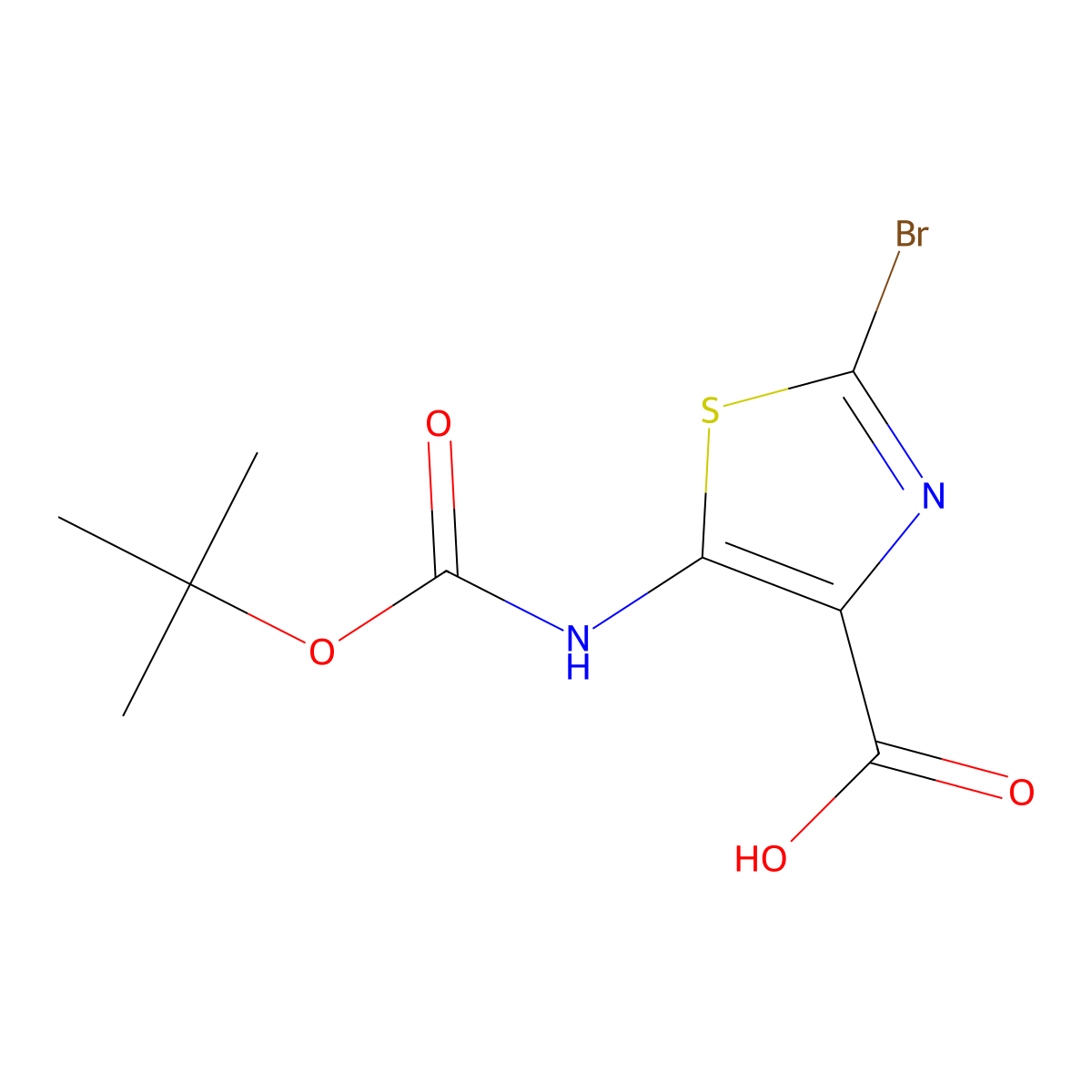 2-Bromo-5-((tert-butoxycarbonyl)amino)thiazole-4-carboxylic acid molecular structure, CAS 1312697-86-1