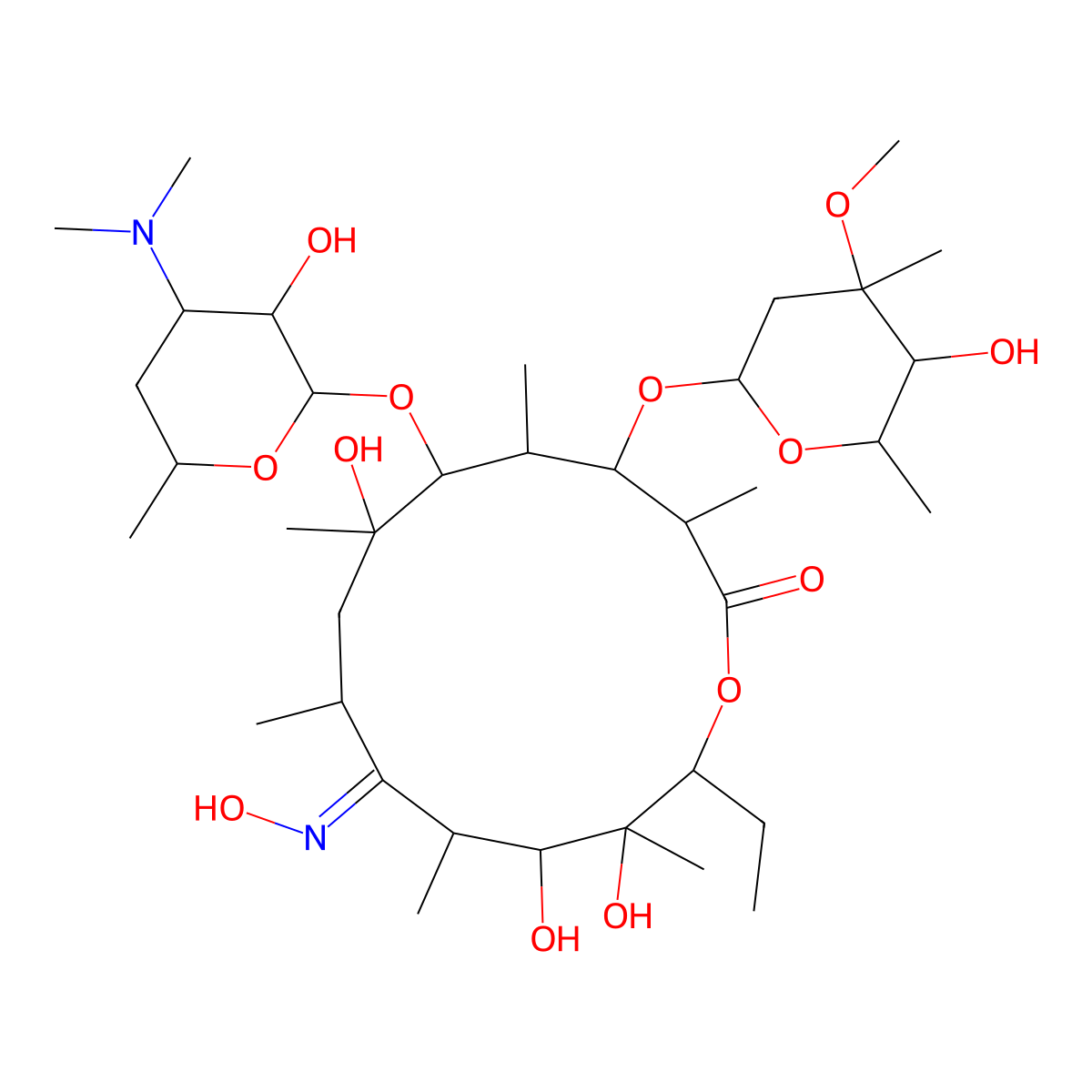 Erythromycin A Oxime molecular structure, CAS 13127-18-9