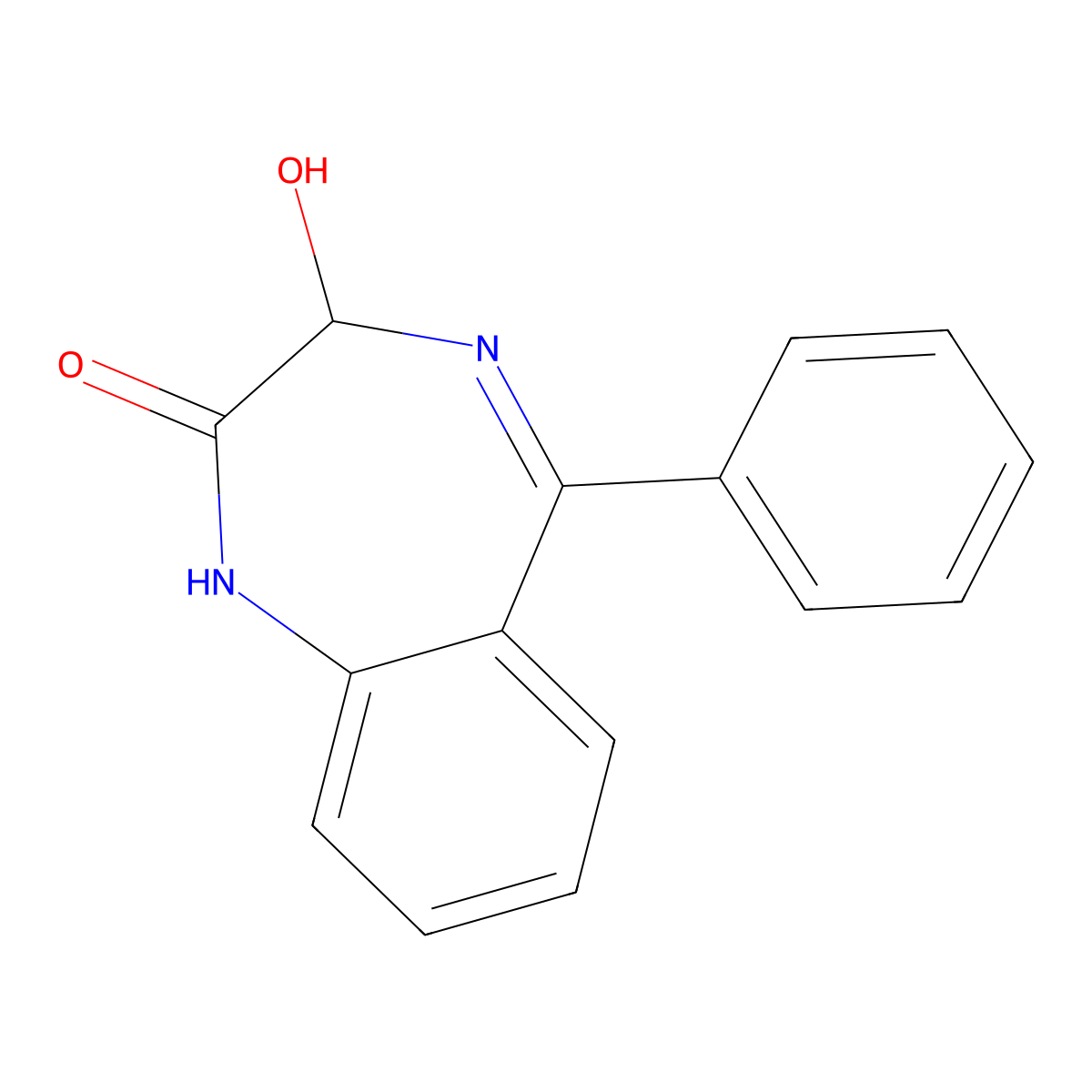 3-Hydroxy-5-phenyl-1,3-dihydro-benzo[e][1,4]diazepin-2-one molecular structure, CAS 13127-21-4