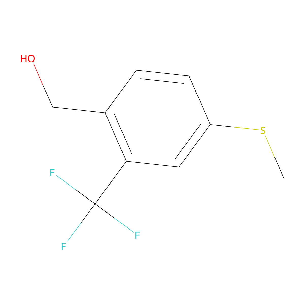 (4-(Methylthio)-2-(trifluoromethyl)phenyl)methanol molecular structure, CAS 1312704-87-2