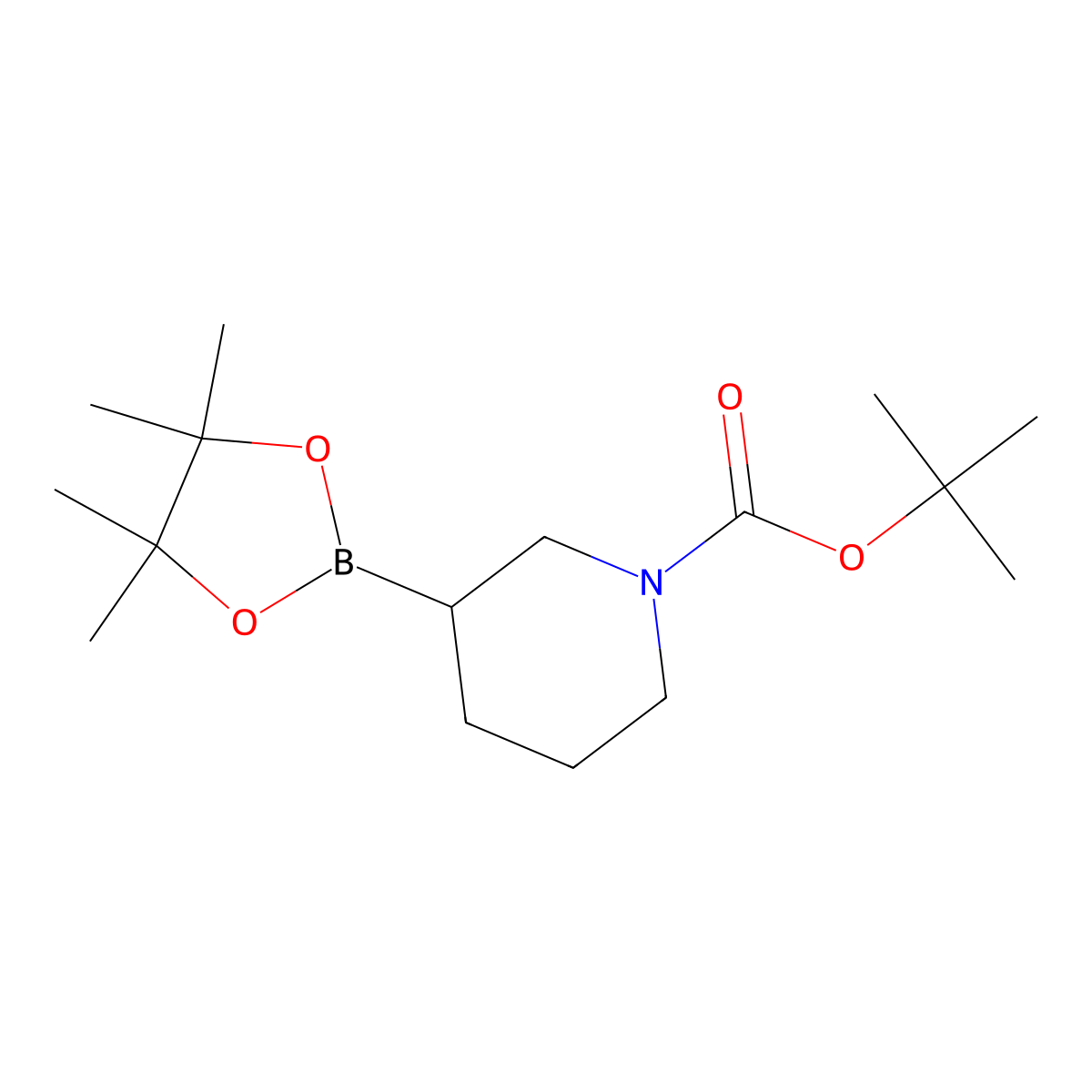 tert-Butyl 3-(4,4,5,5-tetramethyl-1,3,2-dioxaborolan-2-yl)piperidine-1-carboxylate molecular structure, CAS 1312713-37-3