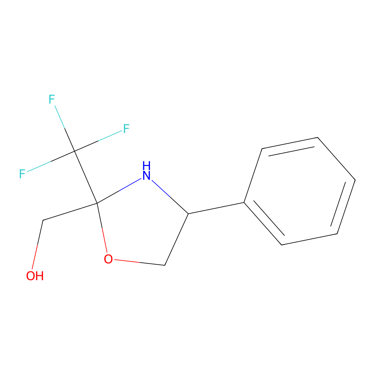 [(2R,4R)-4-phenyl-2-(trifluoromethyl)-1,3-oxazolidin-2-yl]methanol molecular structure, CAS 1312716-99-6