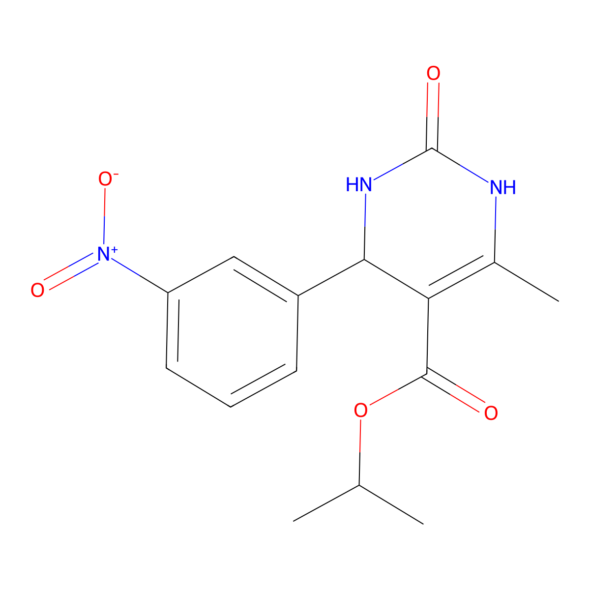 Propan-2-yl 6-methyl-4-(3-nitrophenyl)-2-oxo-1,2,3,4-tetrahydropyrimidine-5-carboxylate molecular structure, CAS 131275-78-0