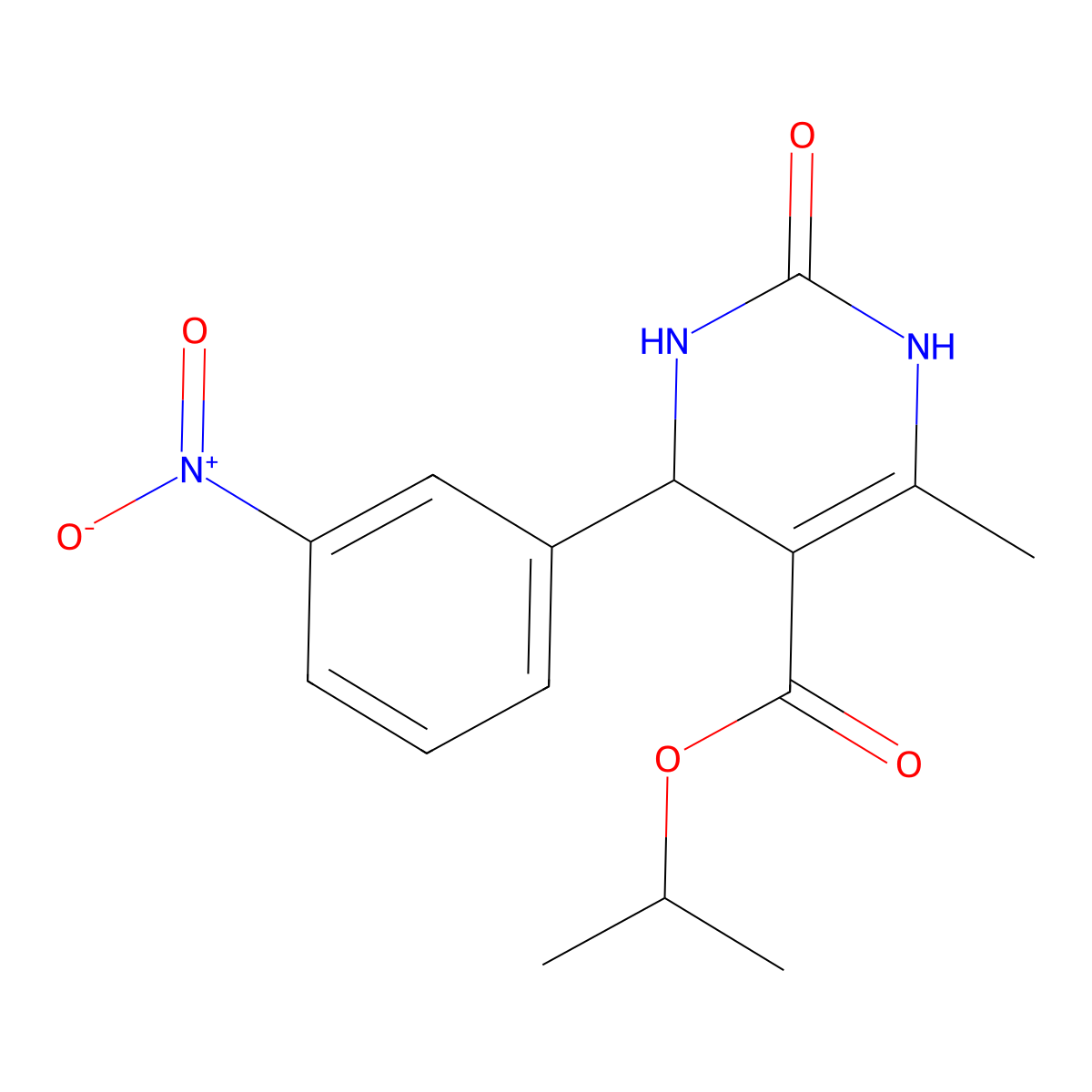 Propan-2-yl 6-methyl-4-(3-nitrophenyl)-2-oxo-1,2,3,4-tetrahydropyrimidine-5-carboxylate molecular structure, CAS 131275-78-0