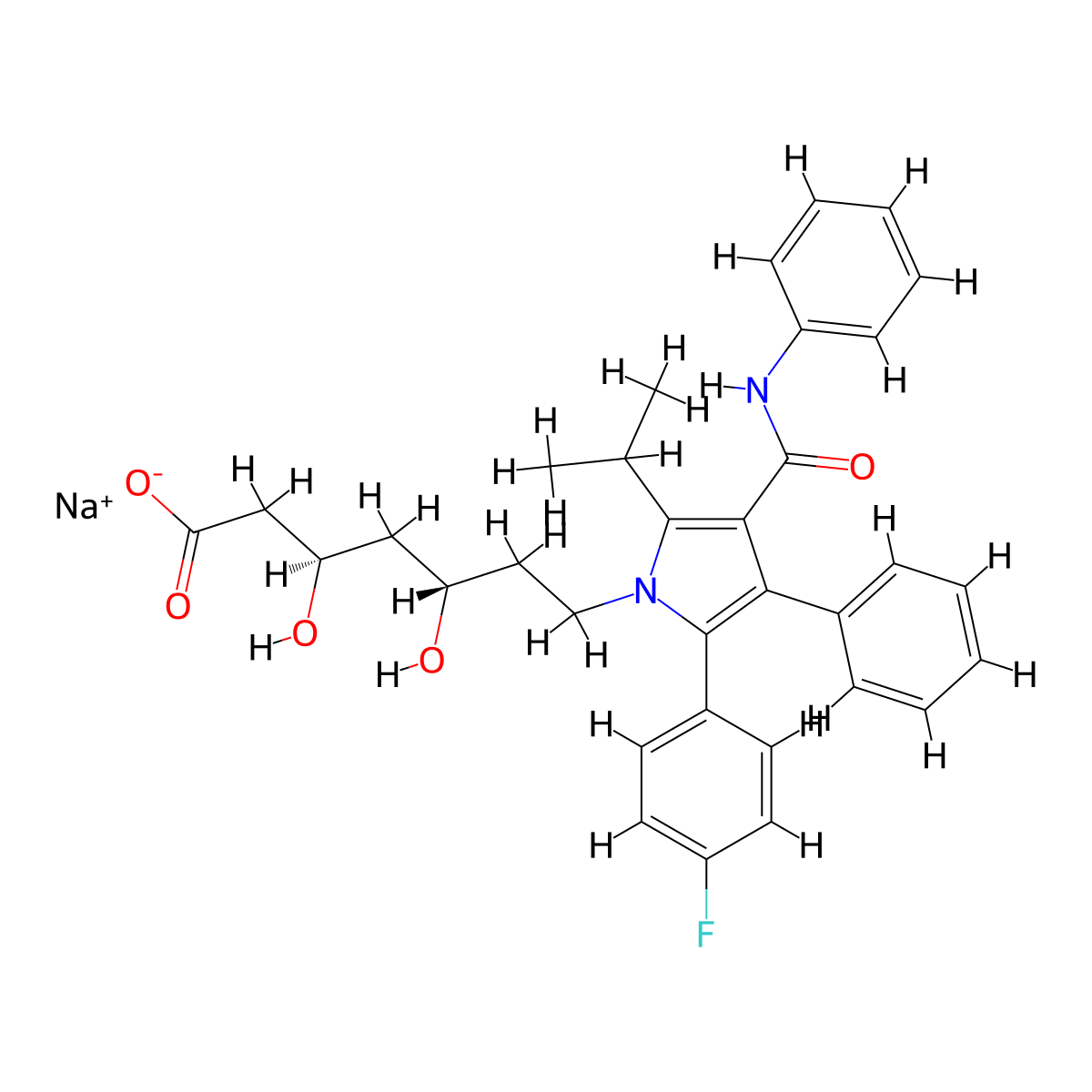 (3R,5S)-Atorvastatin Sodium Salt molecular structure, CAS 131275-93-9