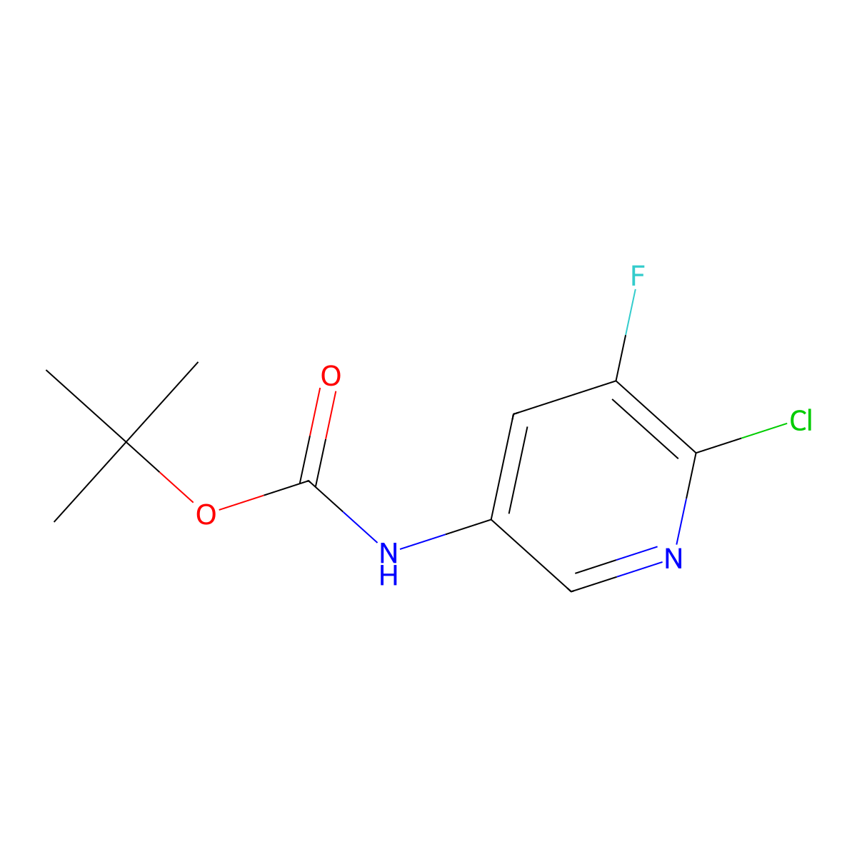 Tert-butyl (6-chloro-5-fluoropyridin-3-yl)carbamate molecular structure, CAS 1312755-60-4
