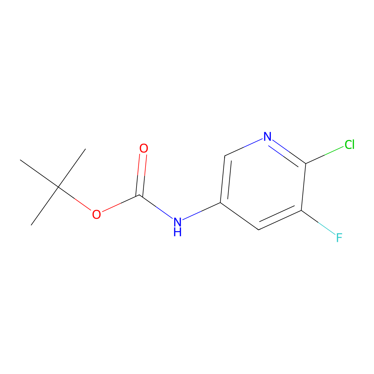Tert-butyl (6-chloro-5-fluoropyridin-3-yl)carbamate molecular structure, CAS 1312755-60-4