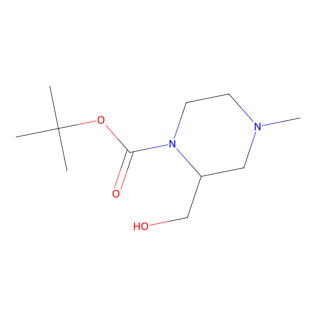 tert-Butyl (S)-2-(hydroxymethyl)-4-methylpiperazine-1-carboxylate molecular structure, CAS 1312755-68-2