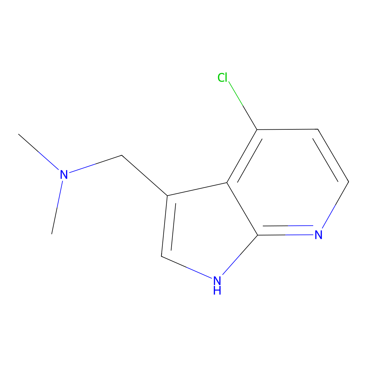 ((4-chloro-1H-pyrrolo(2,3-b)pyridin-3-yl)methyl)dimethylamine molecular structure, CAS 1312755-70-6