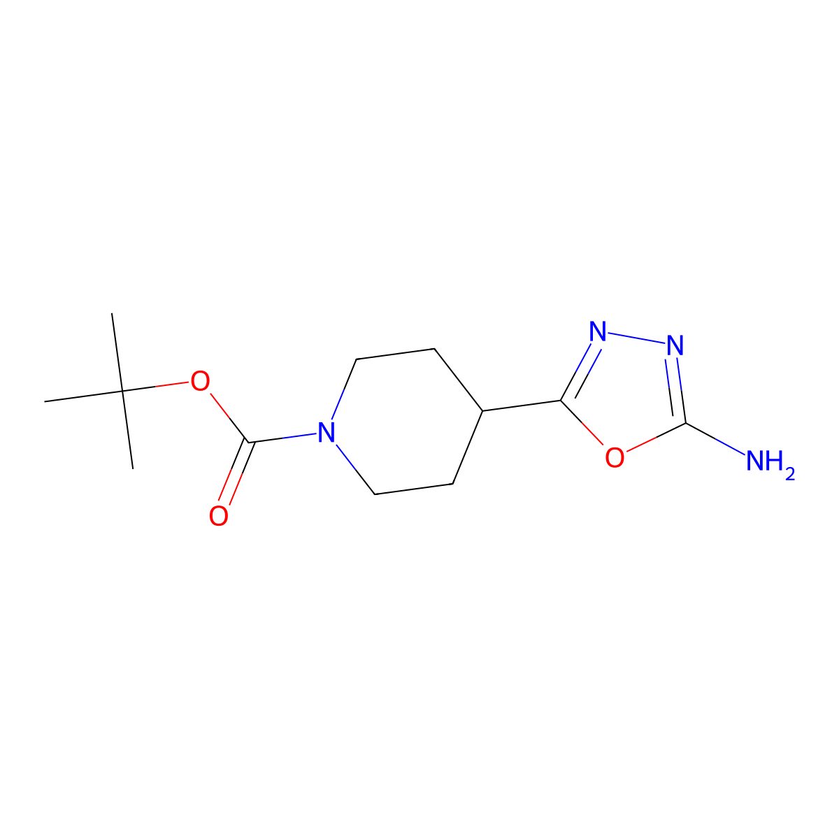 1-Piperidinecarboxylic acid, 4-(5-amino-1,3,4-oxadiazol-2-yl)-, 1,1-dimethylethyl ester molecular structure, CAS 1312760-32-9