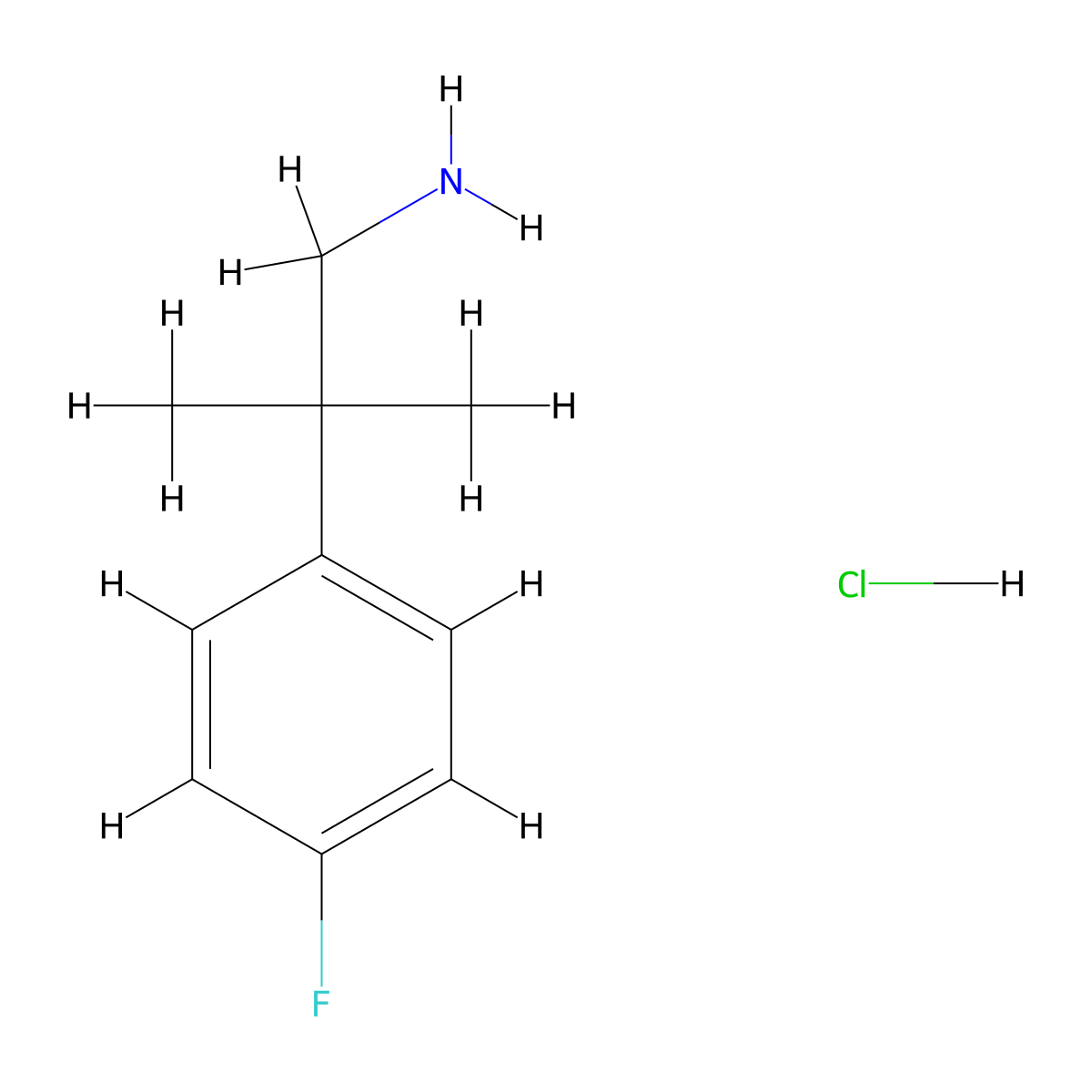2-(4-Fluorophenyl)-2-methylpropan-1-amine hydrochloride molecular structure, CAS 1312760-45-4