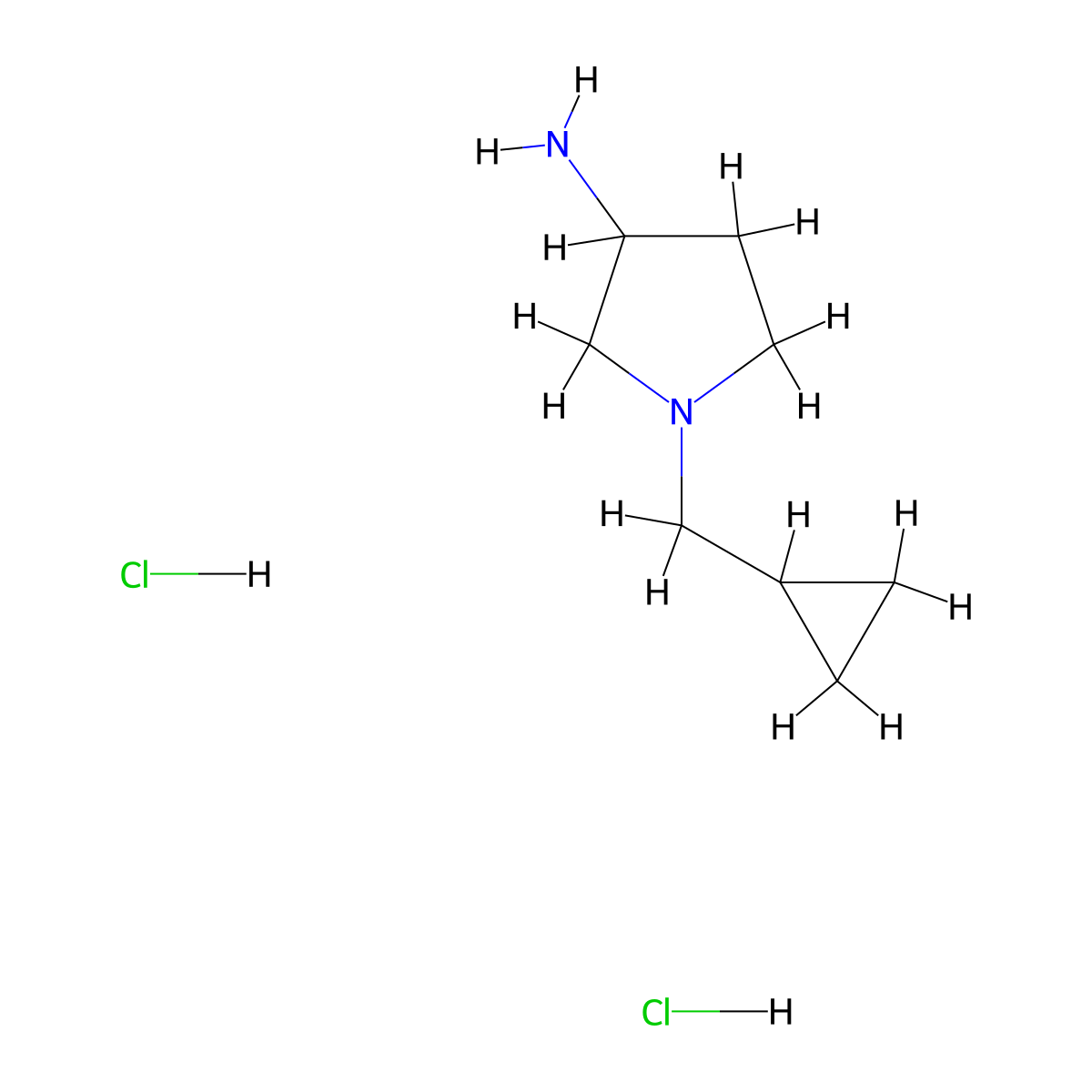 1-(Cyclopropylmethyl)pyrrolidin-3-amine dihydrochloride molecular structure, CAS 1312760-60-3