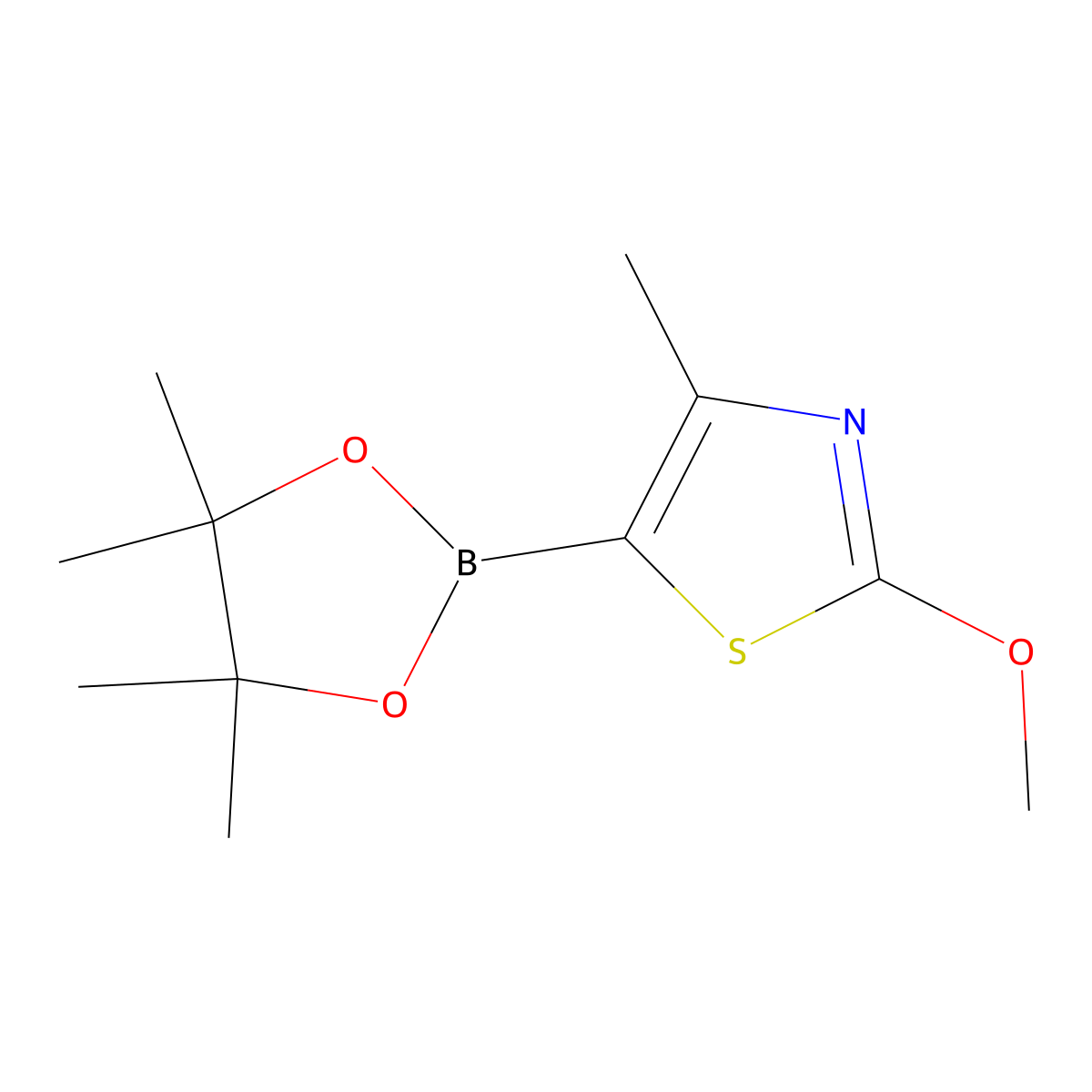 2-Methoxy-4-methyl-5-(4,4,5,5-tetramethyl-1,3,2-dioxaborolan-2-yl)-1,3-thiazole molecular structure, CAS 1312762-47-2