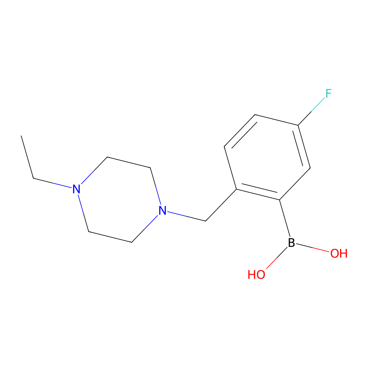 (2-((4-Ethylpiperazin-1-yl)methyl)-5-fluorophenyl)boronic acid molecular structure, CAS 1312765-78-8