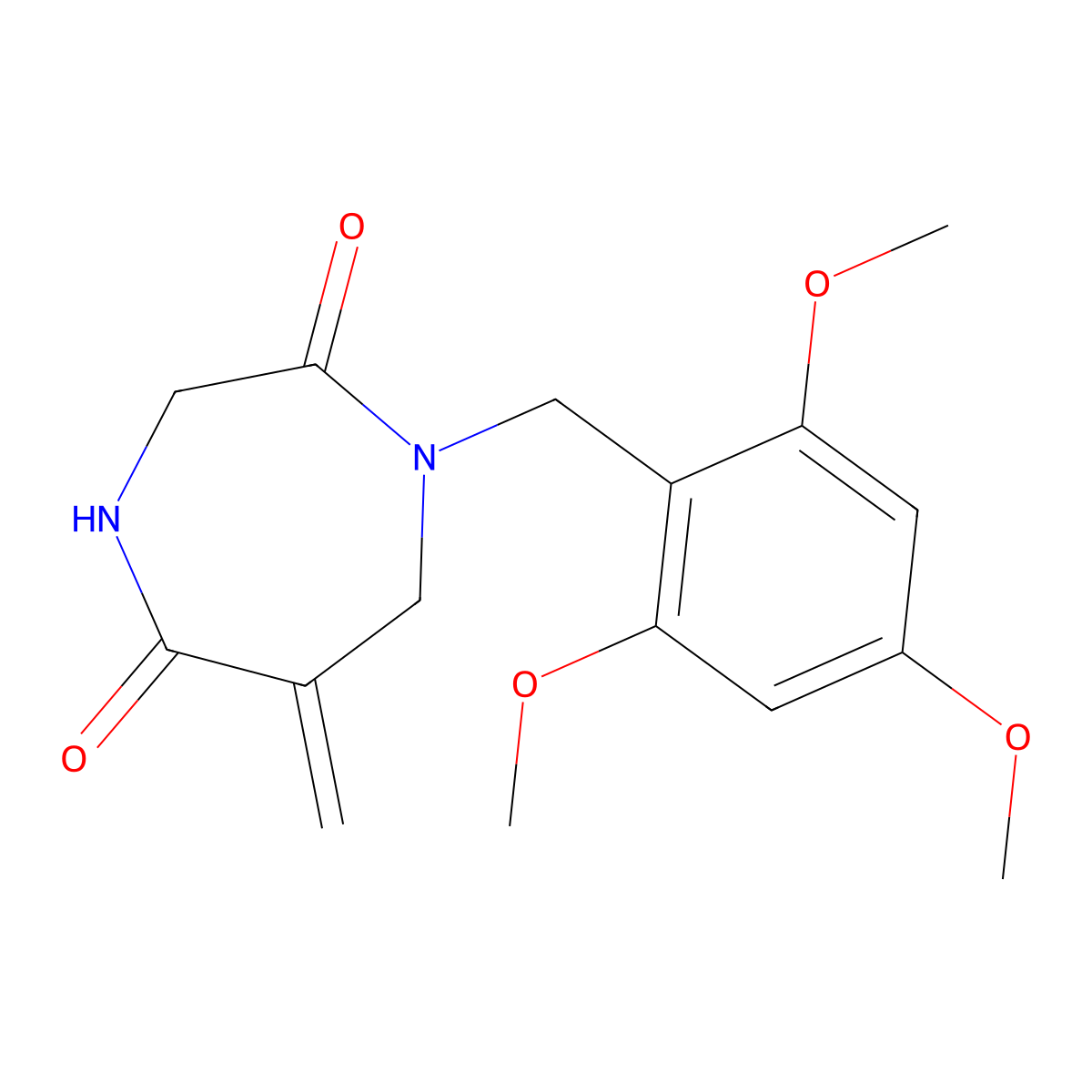6-Methylene-1-(2,4,6-trimethoxybenzyl)-1,4-diazepane-2,5-dione molecular structure, CAS 1312771-11-1