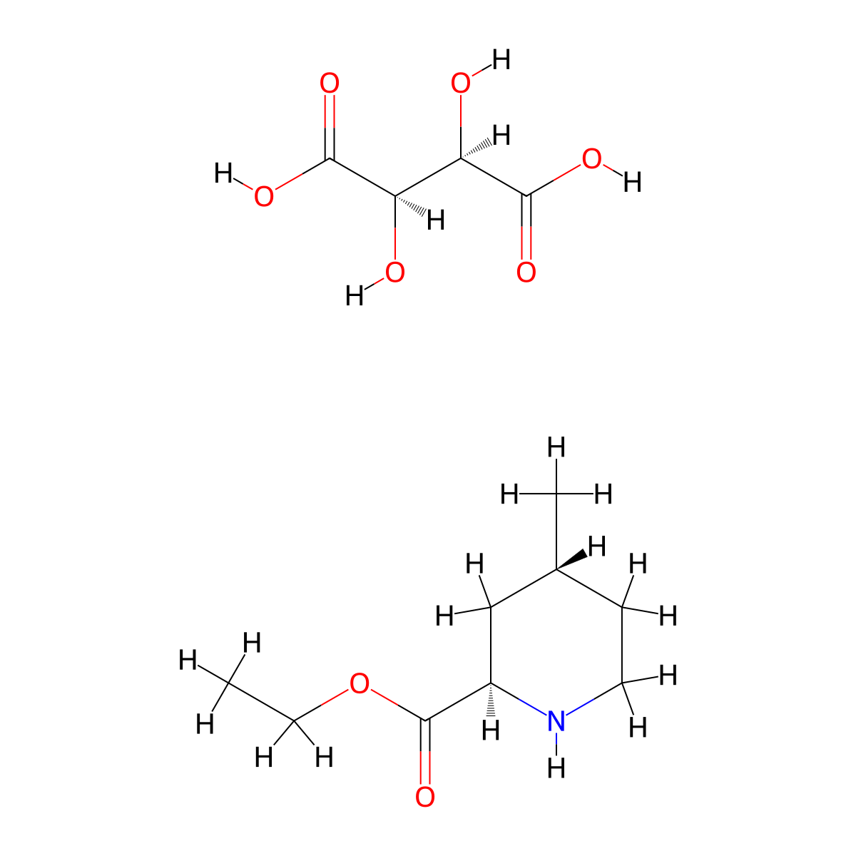 Ethyl (2R,4R)-4-methyl-2-piperidinecarboxylate L-tartrate molecular structure, CAS 131278-84-7