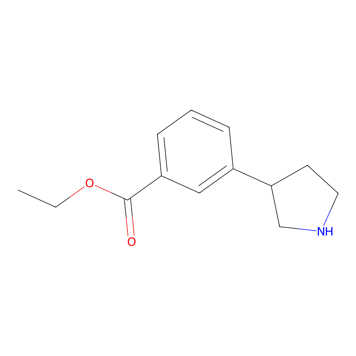 Ethyl 3-(pyrrolidin-3-yl)benzoate molecular structure, CAS 1312780-13-4