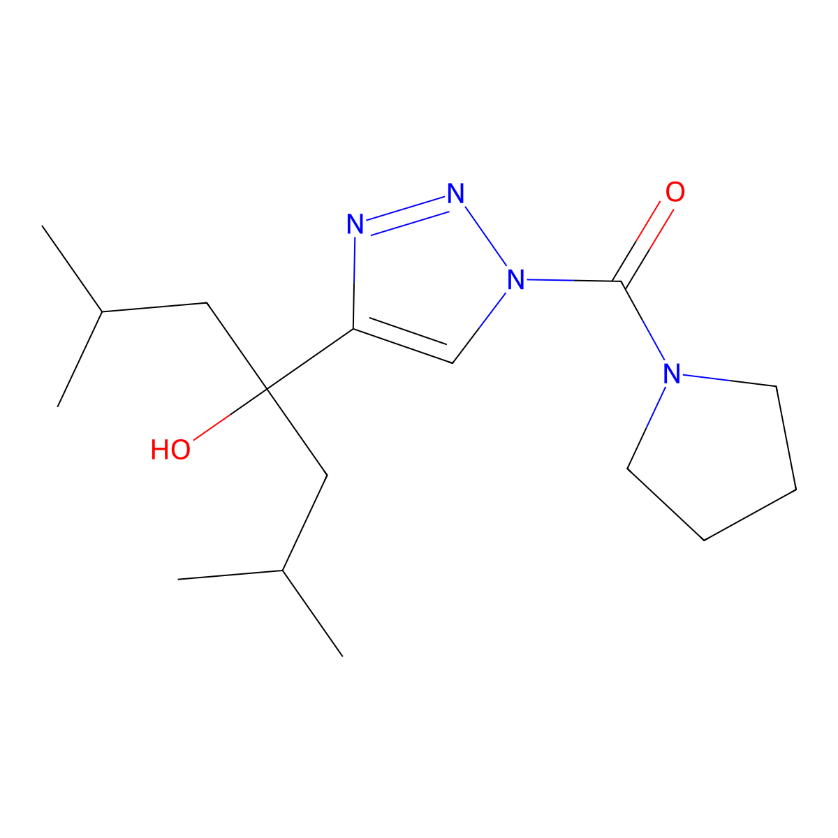 (4-(4-Hydroxy-2,6-dimethylheptan-4-yl)-1H-1,2,3-triazol-1-yl)(pyrrolidin-1-yl)methanone molecular structure, CAS 1312782-42-5