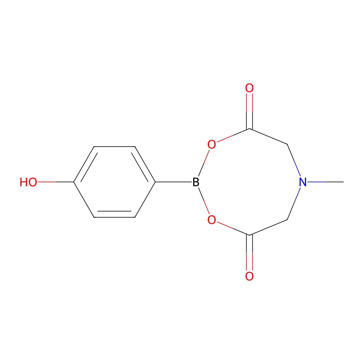 2-(4-Hydroxyphenyl)-6-methyl-1,3,6,2-dioxazaborocane-4,8-dione molecular structure, CAS 1312788-59-2