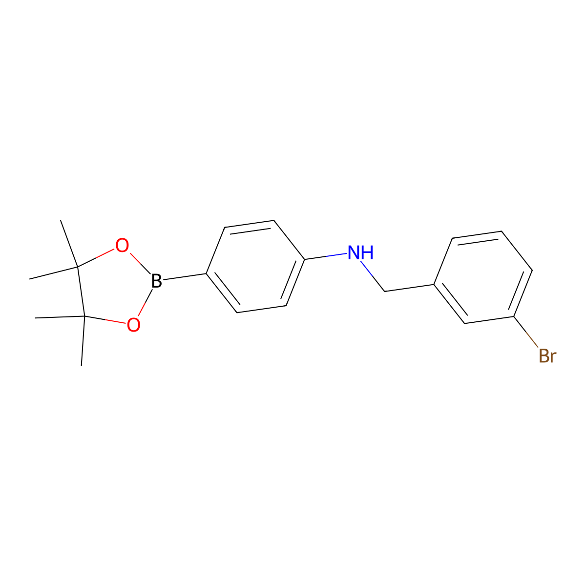N-(3-bromobenzyl)-4-(4,4,5,5-tetramethyl-1,3,2-dioxaborolan-2-yl)aniline molecular structure, CAS 1312789-54-0