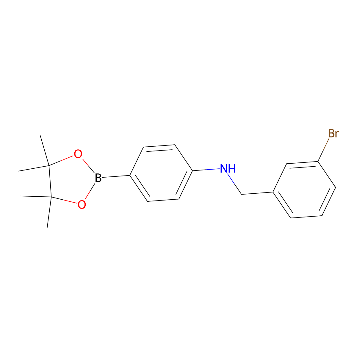 N-(3-bromobenzyl)-4-(4,4,5,5-tetramethyl-1,3,2-dioxaborolan-2-yl)aniline molecular structure, CAS 1312789-54-0
