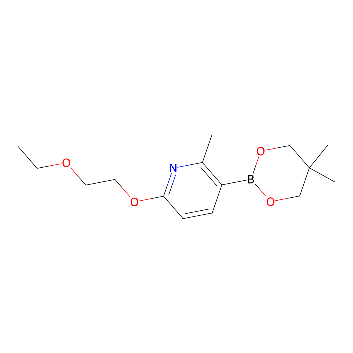 3-(5,5-Dimethyl-1,3,2-dioxaborinan-2-yl)-6-(2-ethoxyethoxy)-2-methyl-pyridine molecular structure, CAS 1312789-75-5