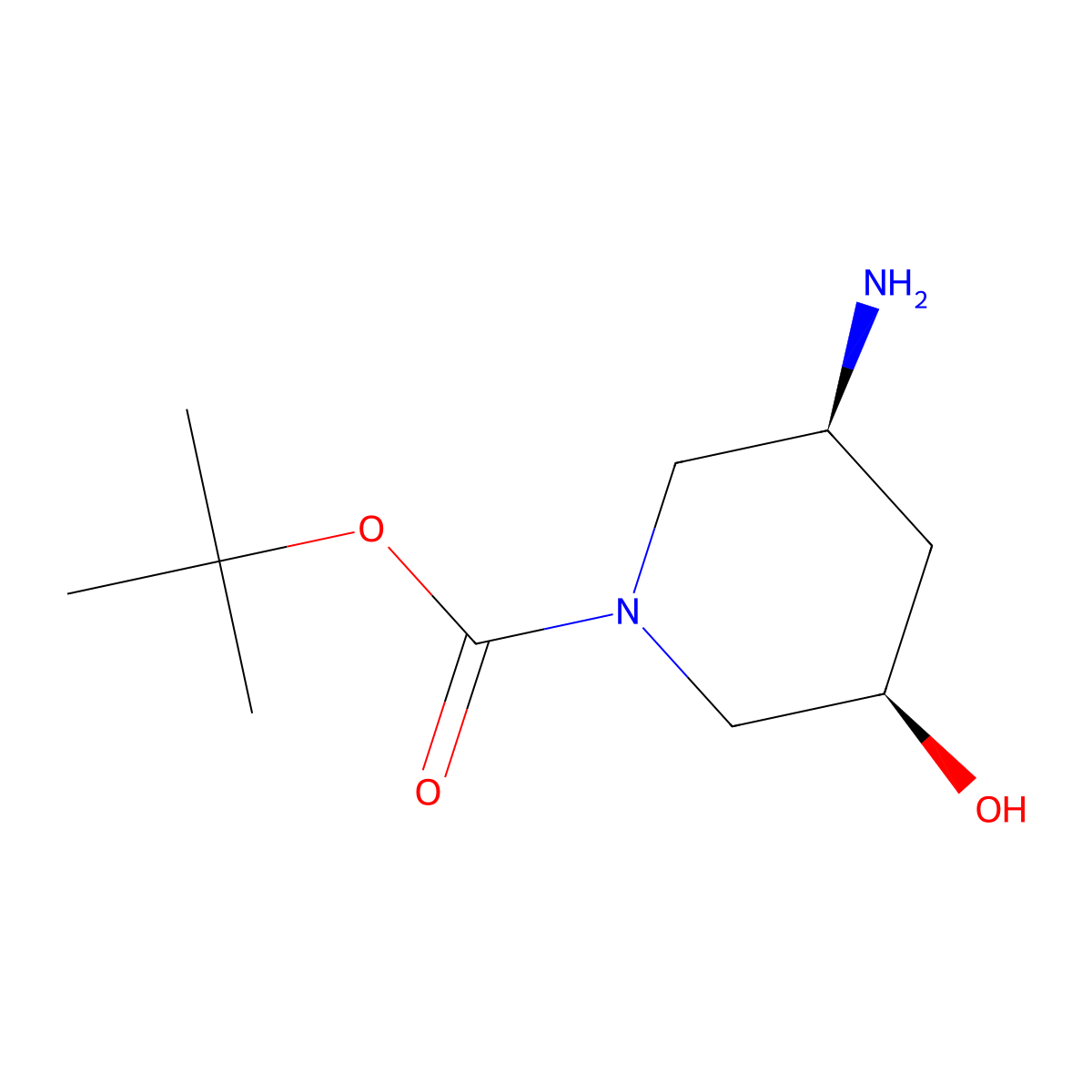 (3S,5R)-3-Amino-5-hydroxy-piperidine-1-carboxylic acid tert-butyl ester molecular structure, CAS 1312798-21-2