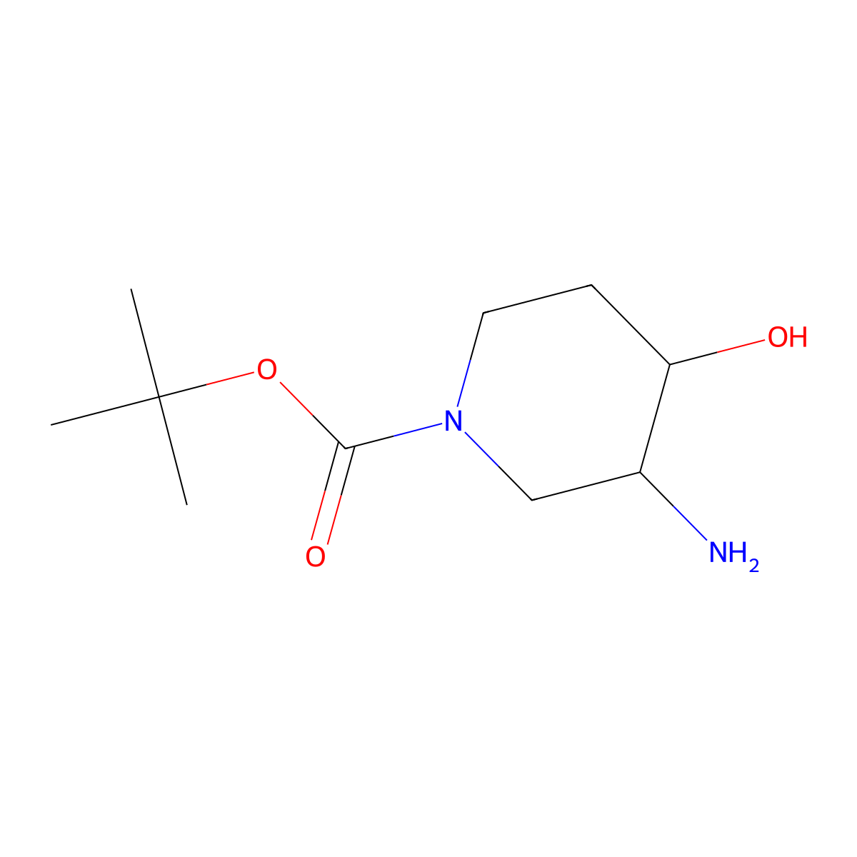 tert-butyl (3R,4S)-3-amino-4-hydroxypiperidine-1-carboxylate molecular structure, CAS 1312798-50-7