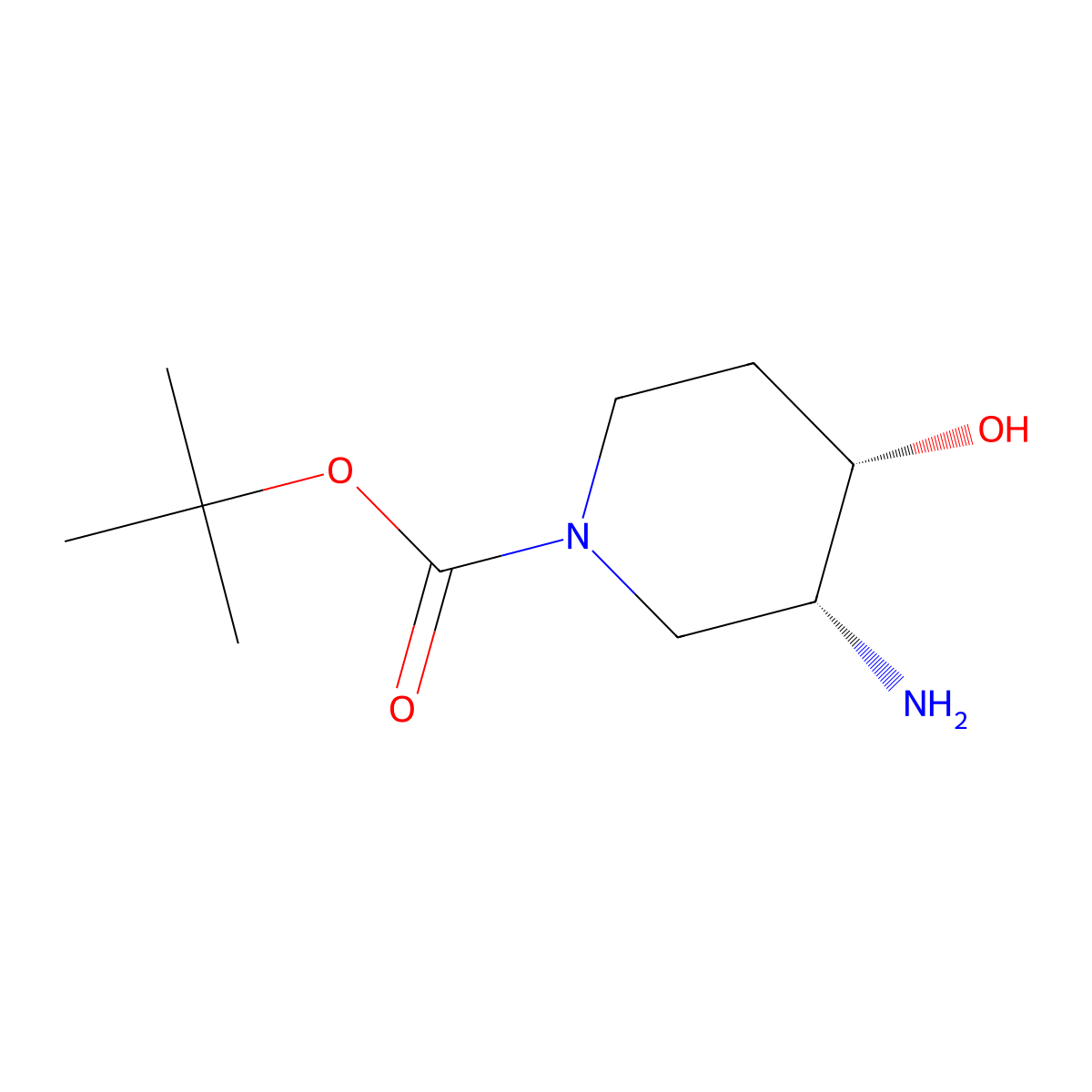 tert-butyl (3R,4S)-3-amino-4-hydroxypiperidine-1-carboxylate molecular structure, CAS 1312798-50-7