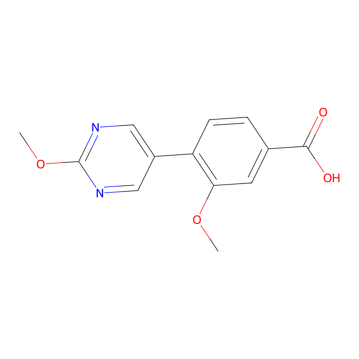 3-Methoxy-4-(2-methoxy-5-pyrimidinyl)benzoic acid molecular structure, CAS 1312803-76-1