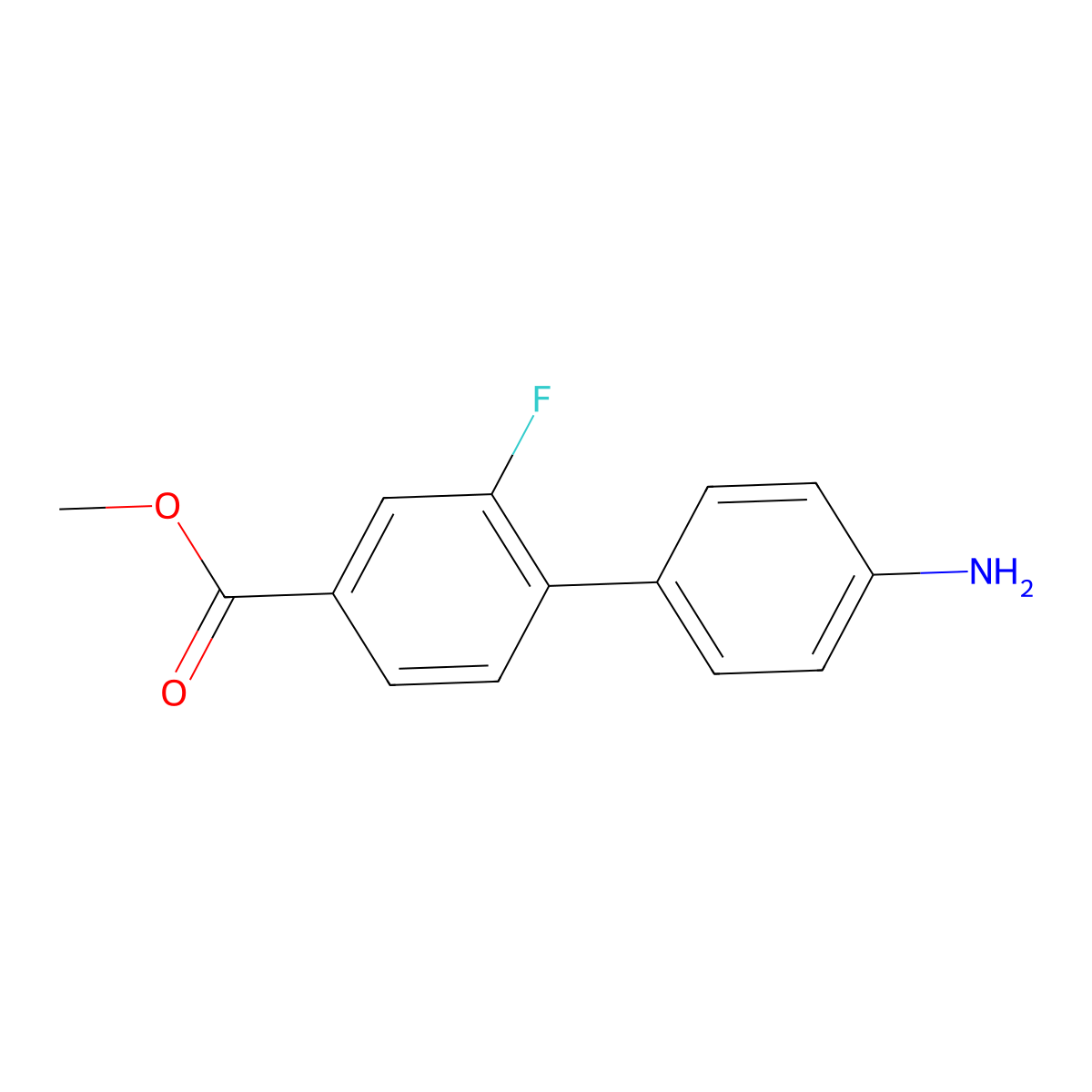 Methyl 4'-amino-2-fluoro-[1,1'-biphenyl]-4-carboxylate molecular structure, CAS 1312805-05-2