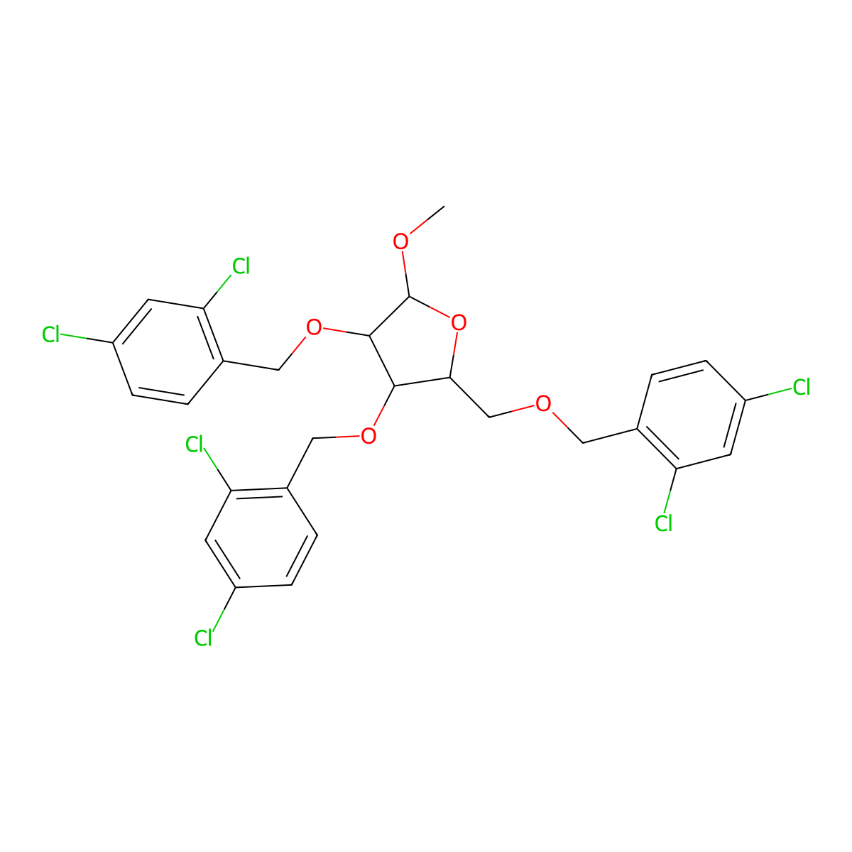 (2R,3R,4R,5S)-3,4-bis[(2,4-dichlorophenyl)methoxy]-2-[(2,4-dichlorophenyl)methoxymethyl]-5-methoxy-tetrahydrofuran molecular structure, CAS 1312805-10-9