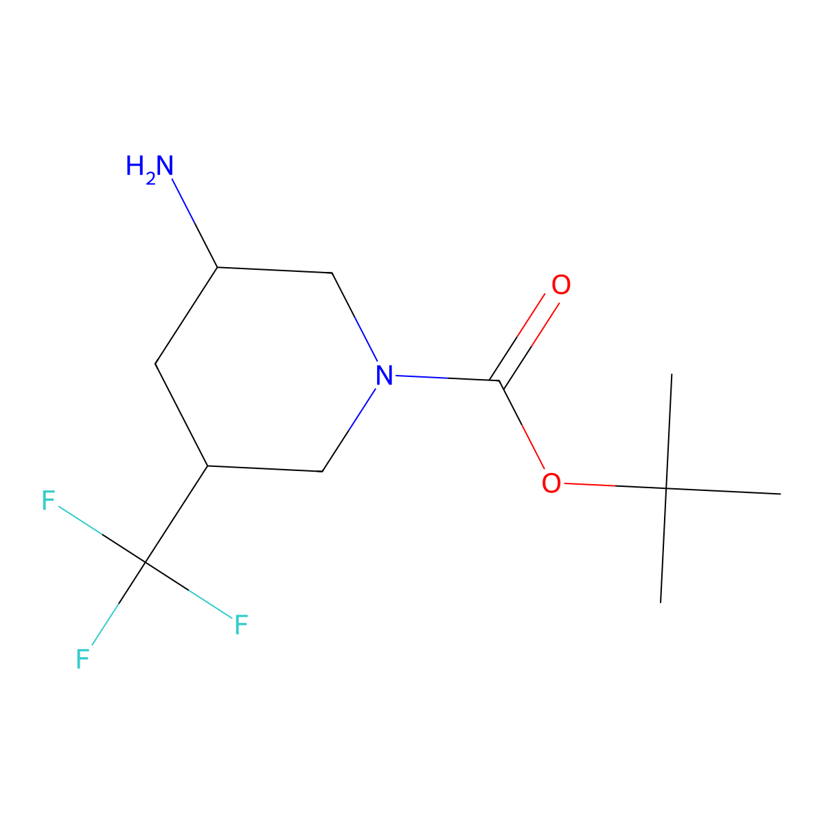 Tert-butyl 3-amino-5-(trifluoromethyl)piperidine-1-carboxylate molecular structure, CAS 1312806-22-6
