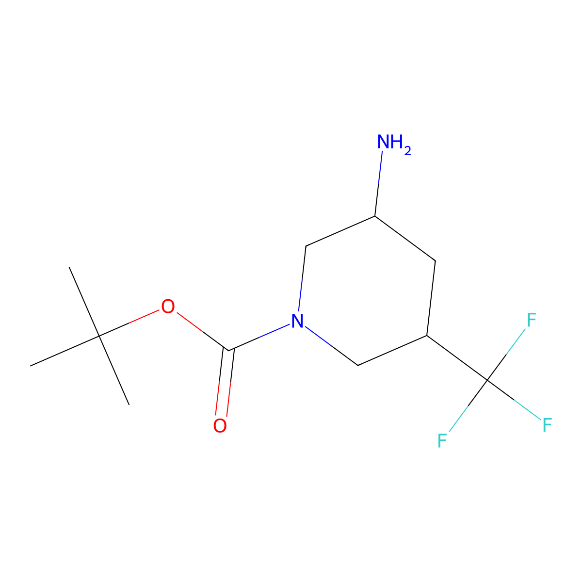 Tert-butyl 3-amino-5-(trifluoromethyl)piperidine-1-carboxylate molecular structure, CAS 1312806-22-6