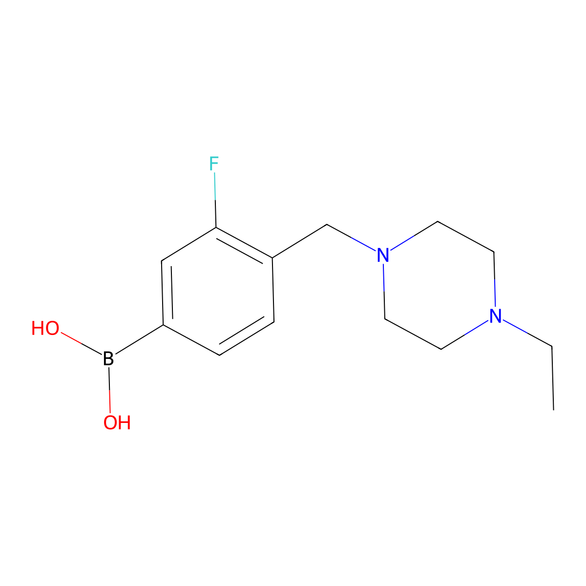 4-((4-Ethylpiperazin-1-yl)methyl)-3-fluorophenylboronic acid molecular structure, CAS 1312807-23-0
