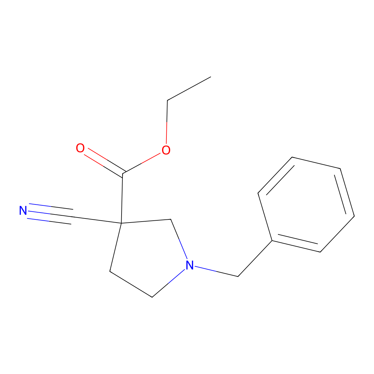 Ethyl 1-benzyl-3-cyanopyrrolidine-3-carboxylate molecular structure, CAS 1312815-01-2