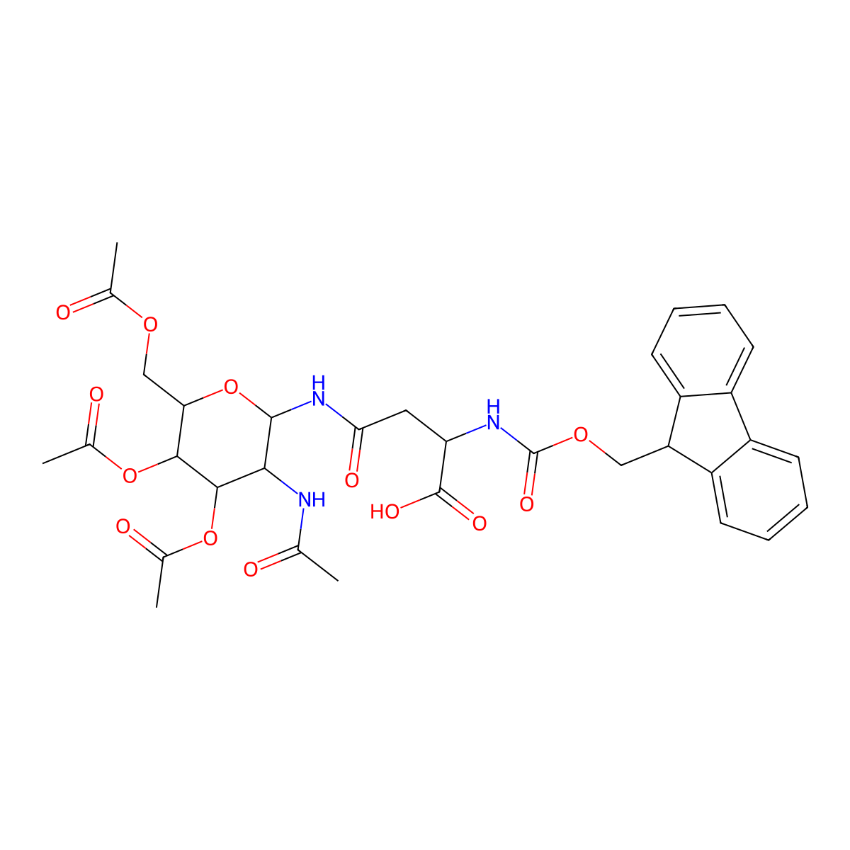 Fmoc-L-Asn(GlcNAc(Ac)3-beta)-OH molecular structure, CAS 131287-39-3