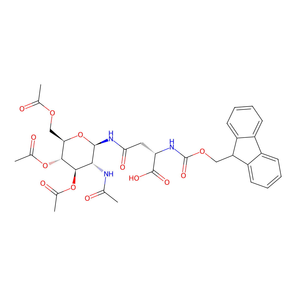 Fmoc-L-Asn(GlcNAc(Ac)3-beta)-OH molecular structure, CAS 131287-39-3