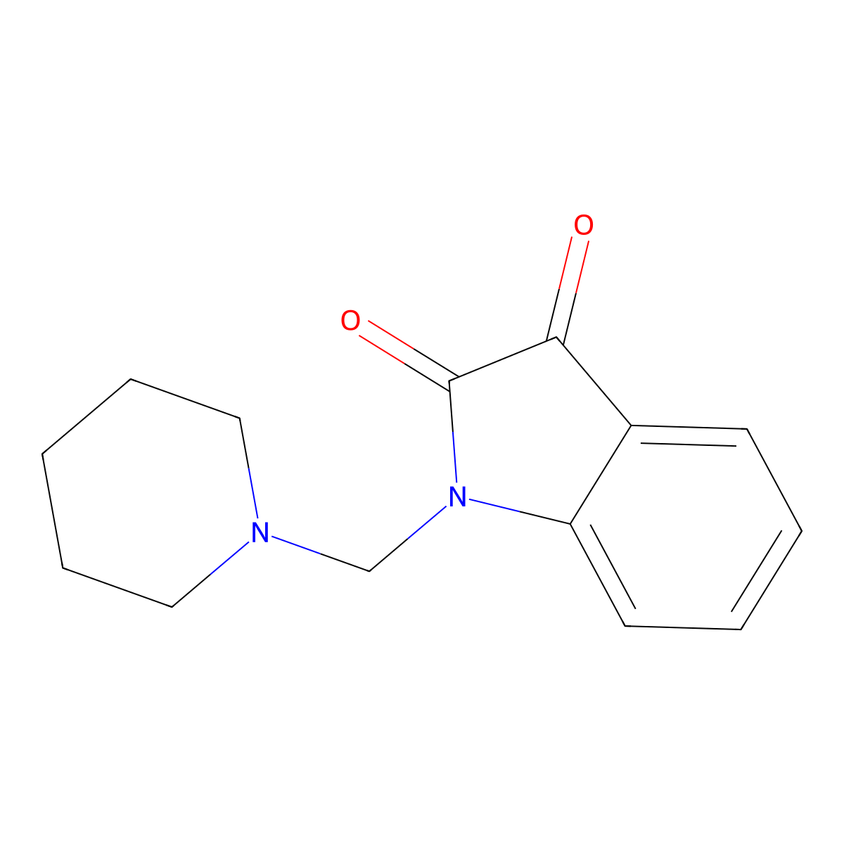 1-Piperidin-1-ylmethyl-1H-indole-2,3-dione molecular structure, CAS 13129-69-6