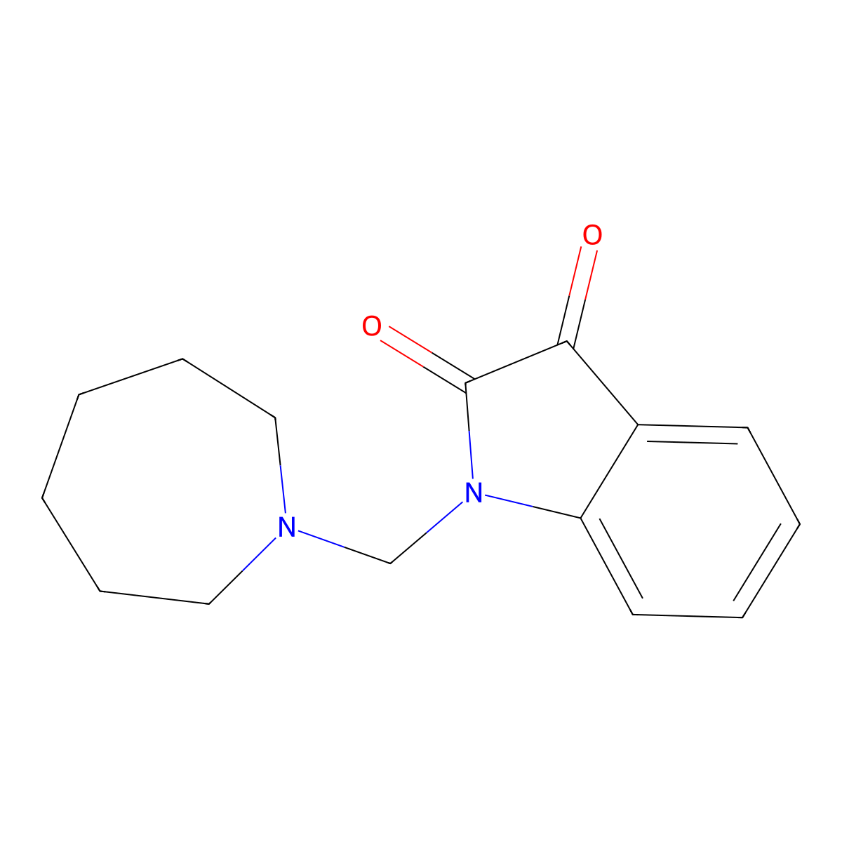 1-[(Hexahydro-1H-azepin-1-yl)methyl]-1H-indole-2,3-dione molecular structure, CAS 13129-70-9
