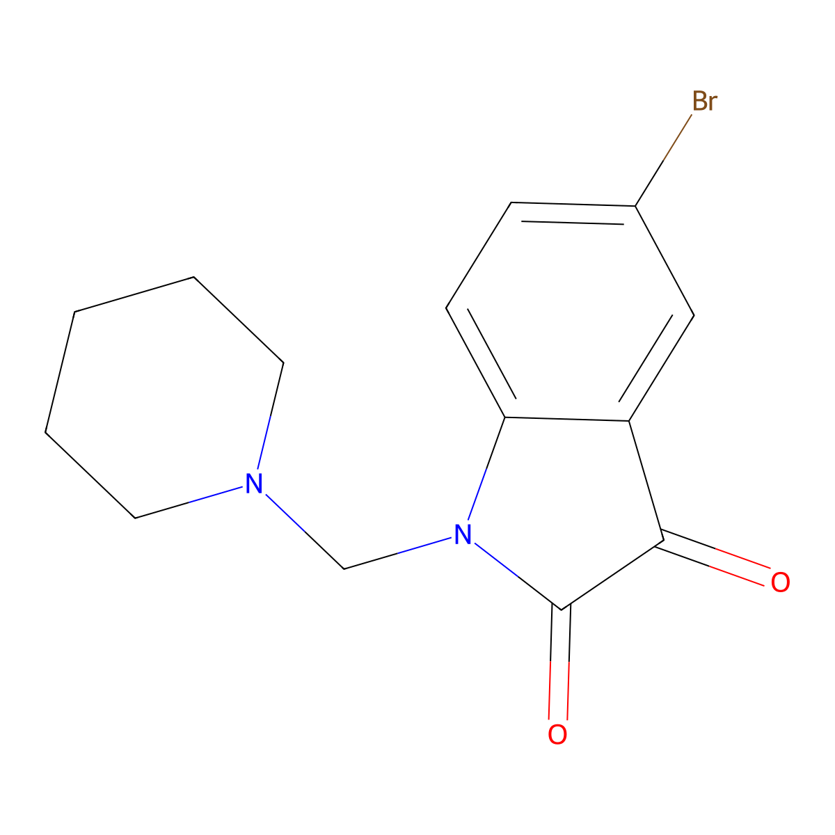 5-Bromo-1-(piperidin-1-ylmethyl)indole-2,3-dione molecular structure, CAS 13129-71-0