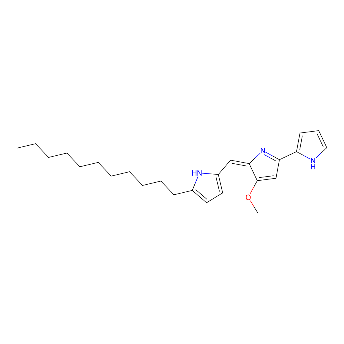 Undecylprodiginine molecular structure, CAS 13129-81-2