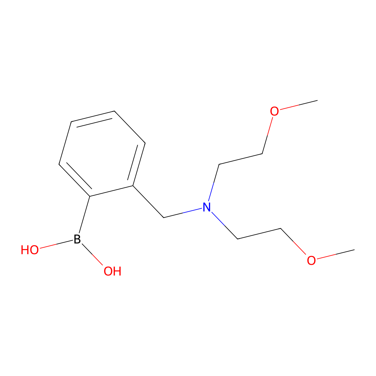 (2-((Bis(2-methoxyethyl)amino)methyl)phenyl)boronic acid molecular structure, CAS 1312921-54-2