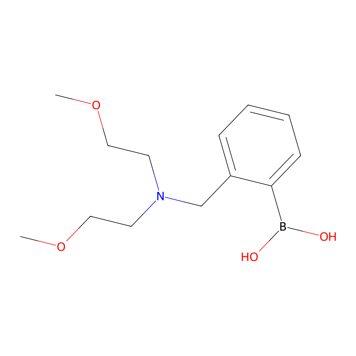 (2-((Bis(2-methoxyethyl)amino)methyl)phenyl)boronic acid molecular structure, CAS 1312921-54-2